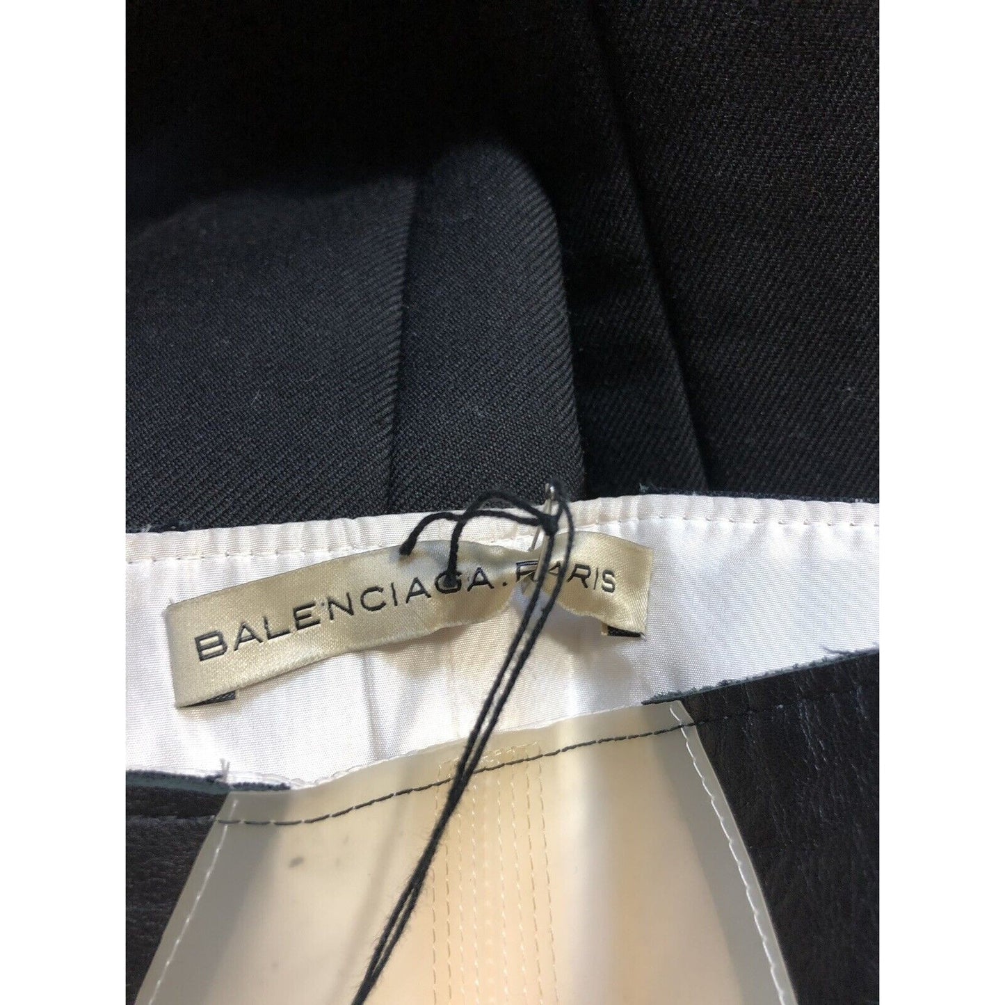 Rare Vtg Balenciaga AW2008 Black Wool & Plastic Pants S