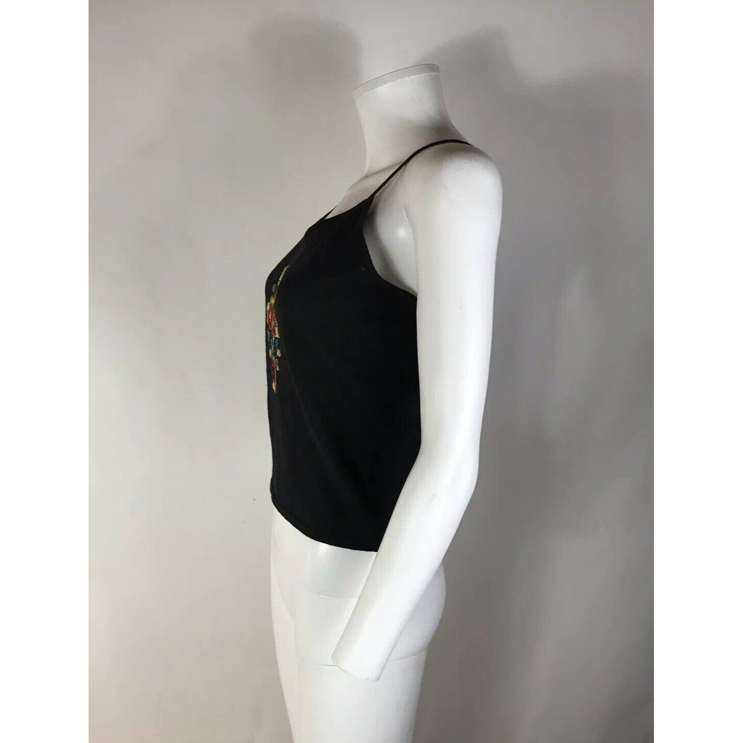 Rare Vtg Christian Dior by John Galliano Embroidered Black Top M