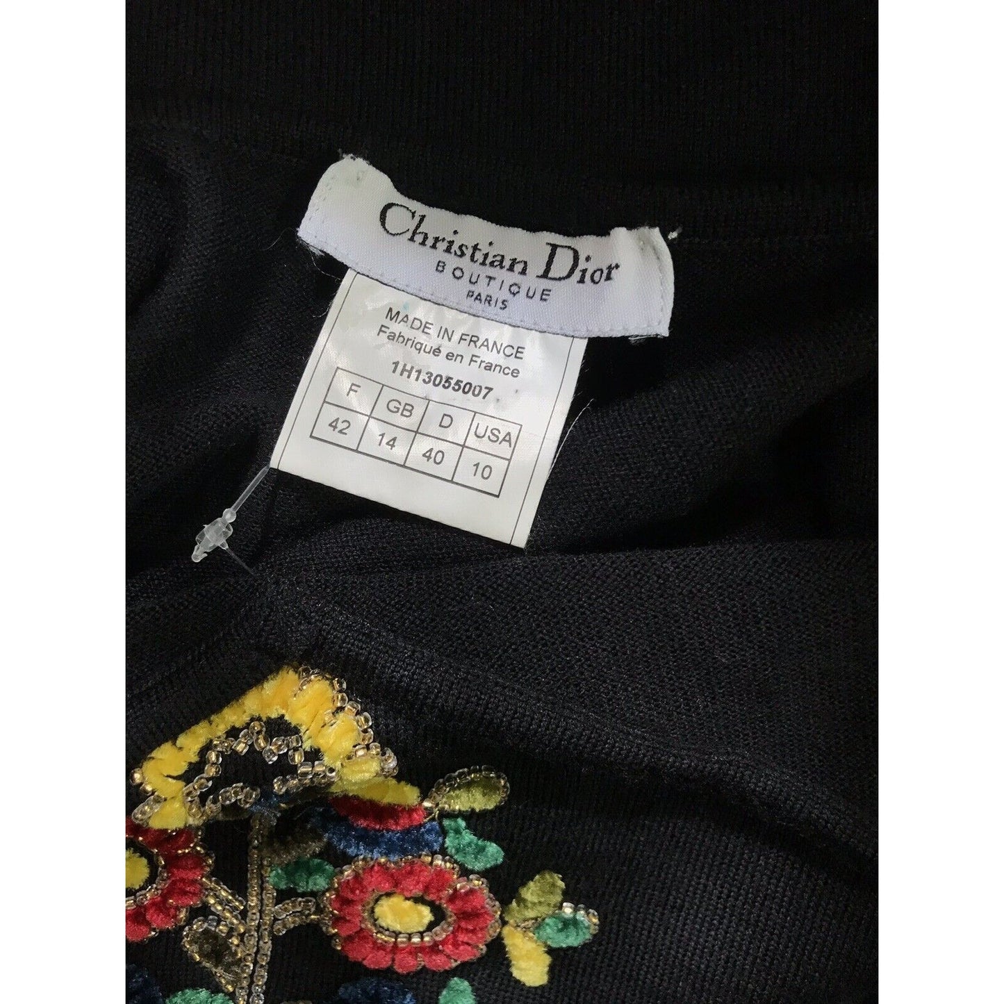 Rare Vtg Christian Dior by John Galliano Embroidered Black Top M