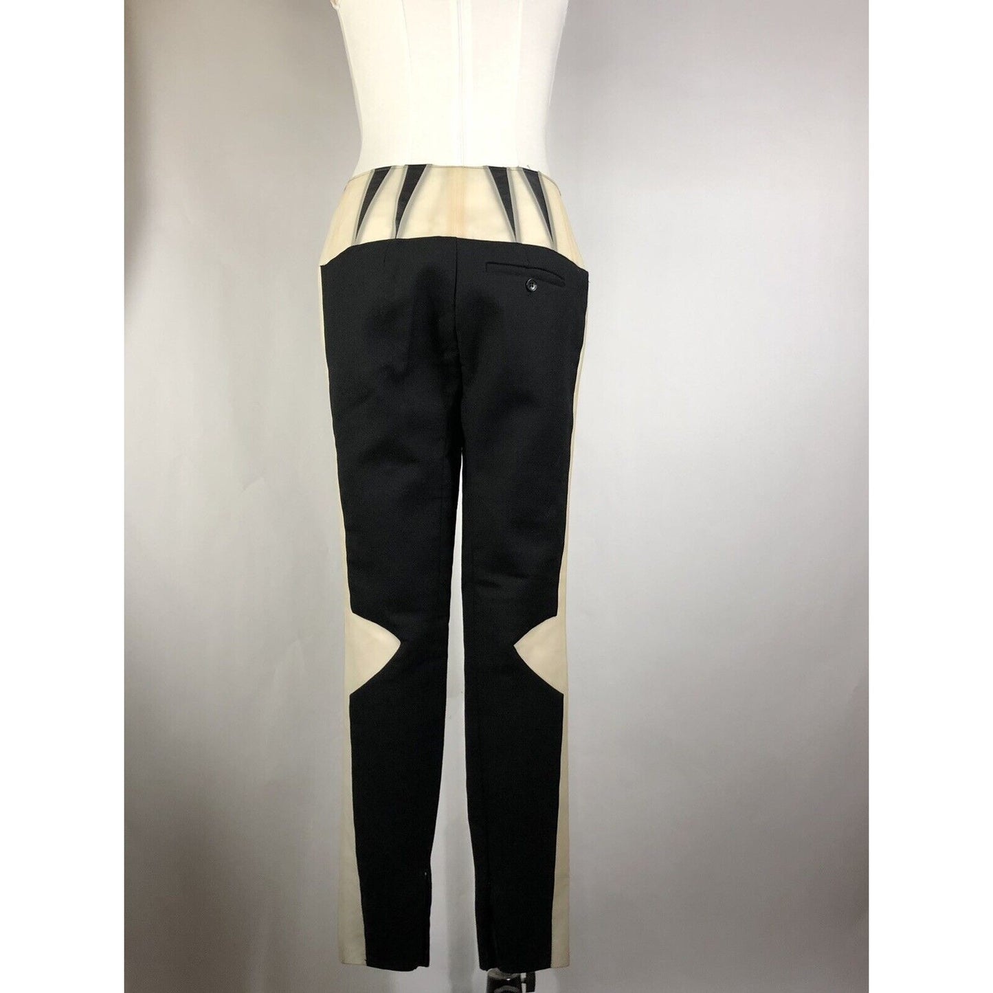 Rare Vtg Balenciaga AW2008 Black Wool & Plastic Pants S