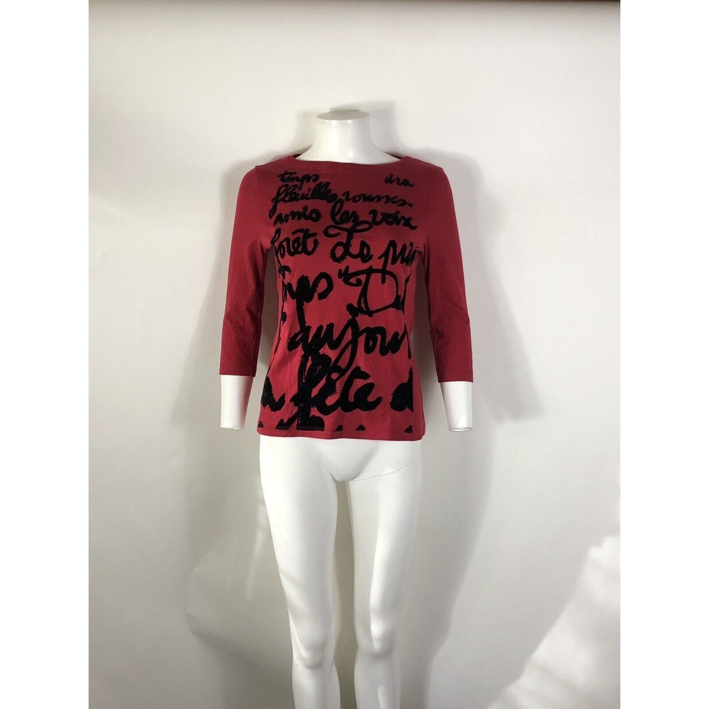 Rare Vtg Jean Paul Gaultier Red Black Velvet Script Top S