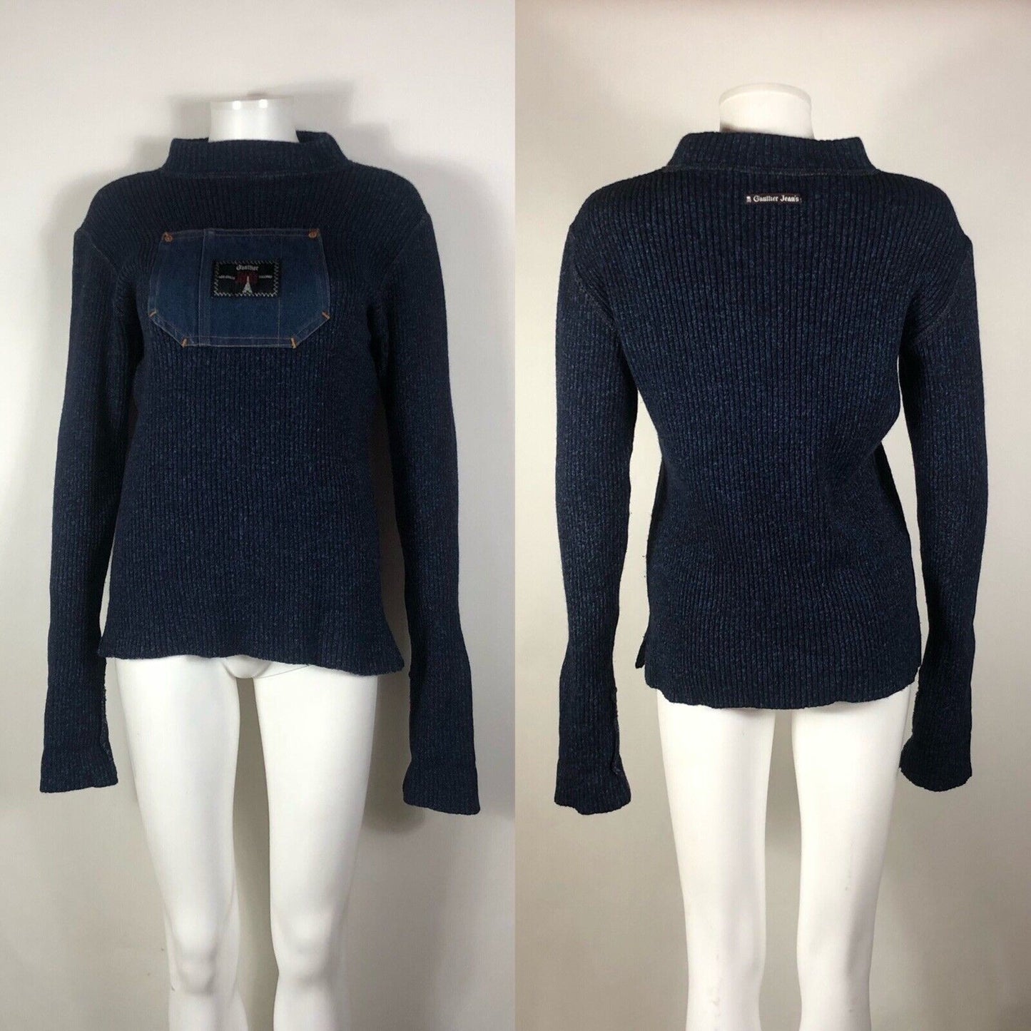 Rare Vtg Jean Paul Gaultier Jean’s Navy Pocket Sweater M