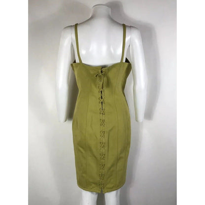 Rare Vtg Jean Paul Gaultier Yellow Green Denim Corset Dress M