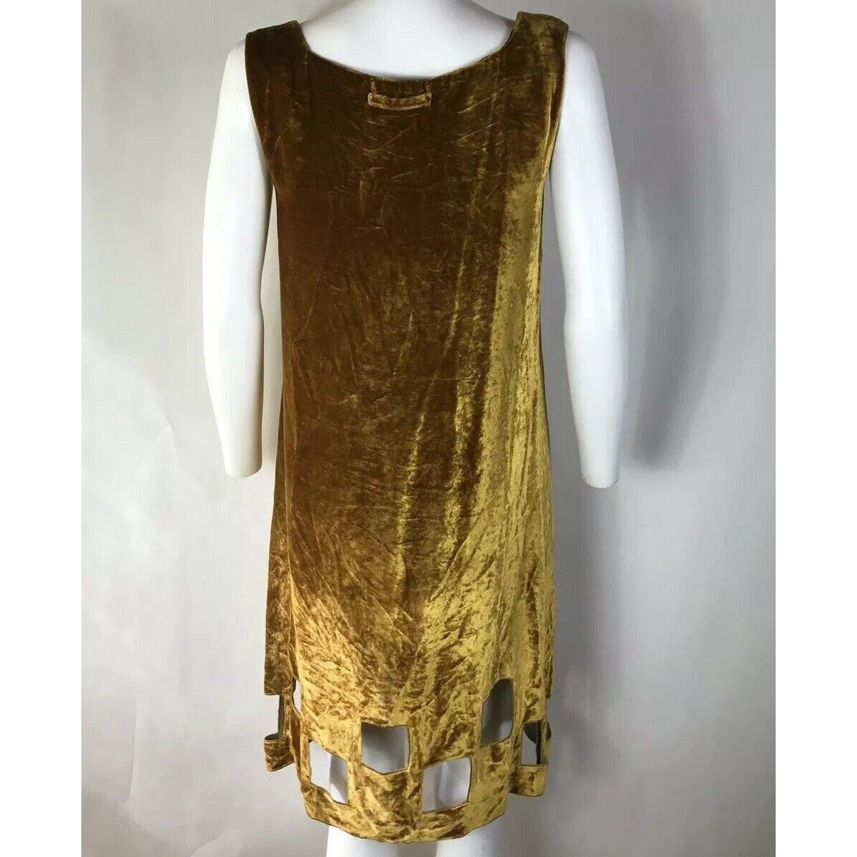 Rare Vtg Jean Paul Gaultier 90s Gold Velvet Dress S