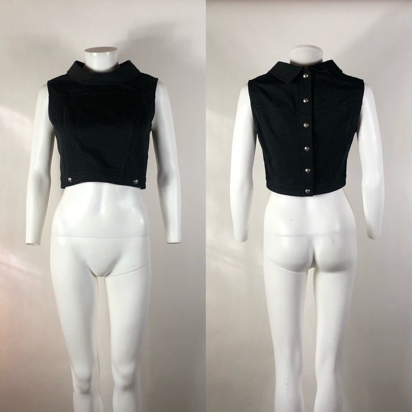 Rare Vtg Chanel 90s Black Crop Top CC Logo S