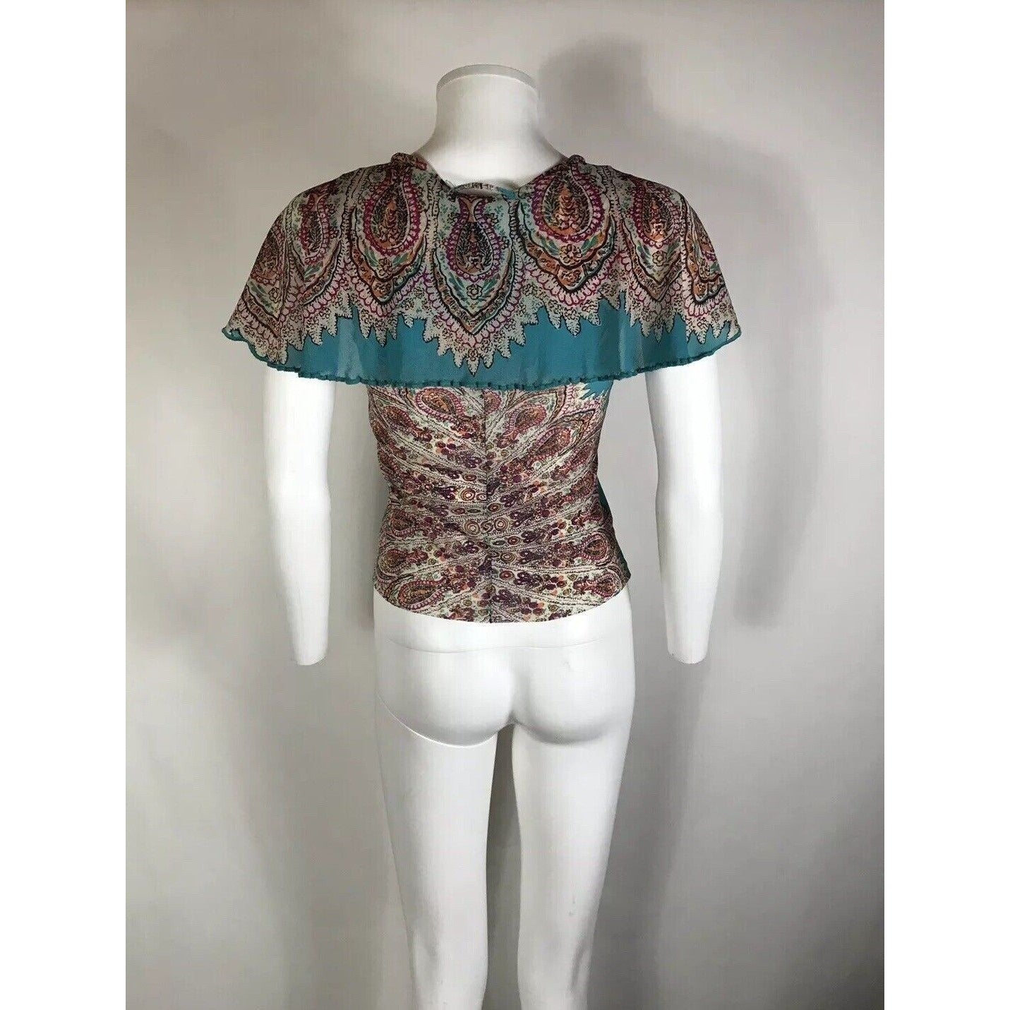 Rare Vtg Jean Paul Gaultier Blue Paisley Mesh Top S