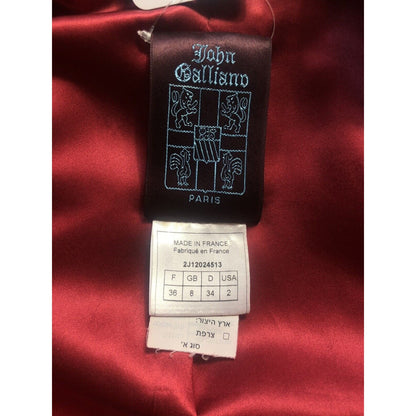 Rare Vtg John Galliano Red Logo Embossed Leather Jacket XS