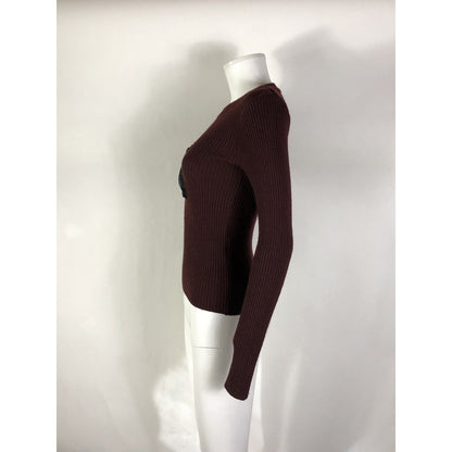 Rare Vtg Jean Paul Gaultier Jean’s Burgundy Zipper Pocket Knit Top S