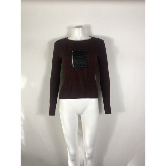 Rare Vtg Jean Paul Gaultier Jean’s Burgundy Zipper Pocket Knit Top S