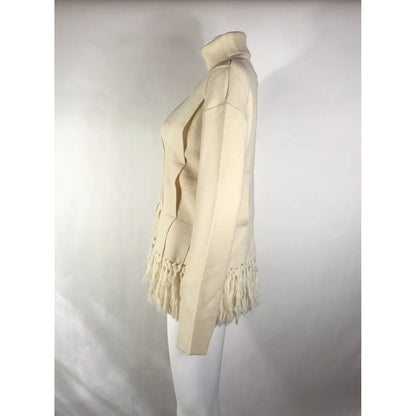 Rare Vtg Jean Paul Gaultier Beige Turtleneck Fringe Sweater S