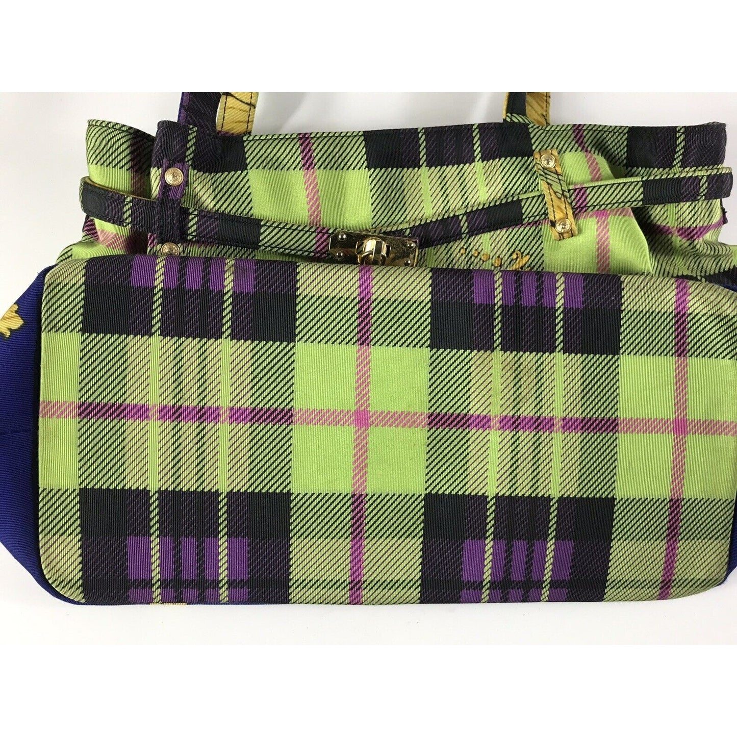 Rare Vtg Gianni Versace Green Tartan Plaid Baroque Bag