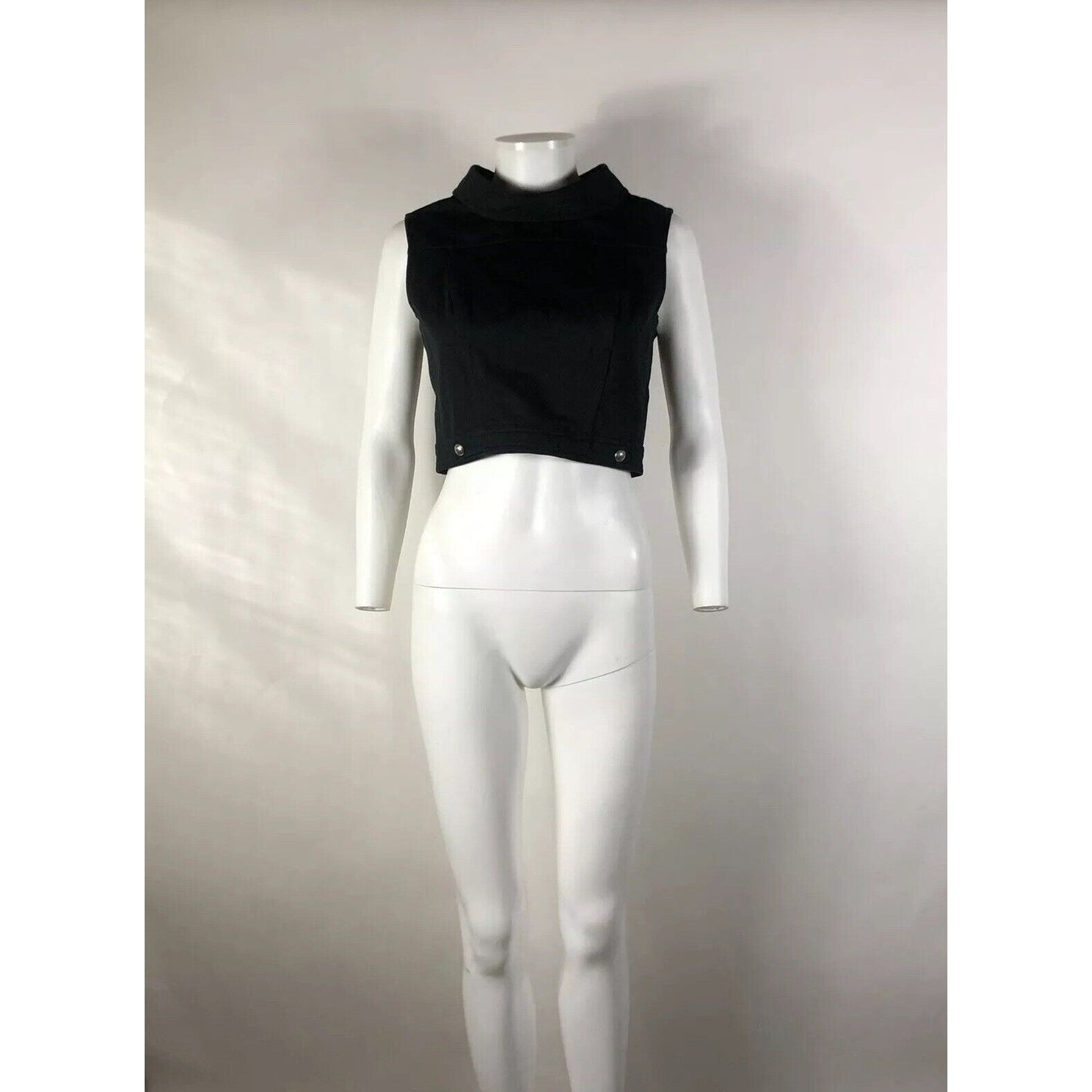 Rare Vtg Chanel 90s Black Crop Top CC Logo S