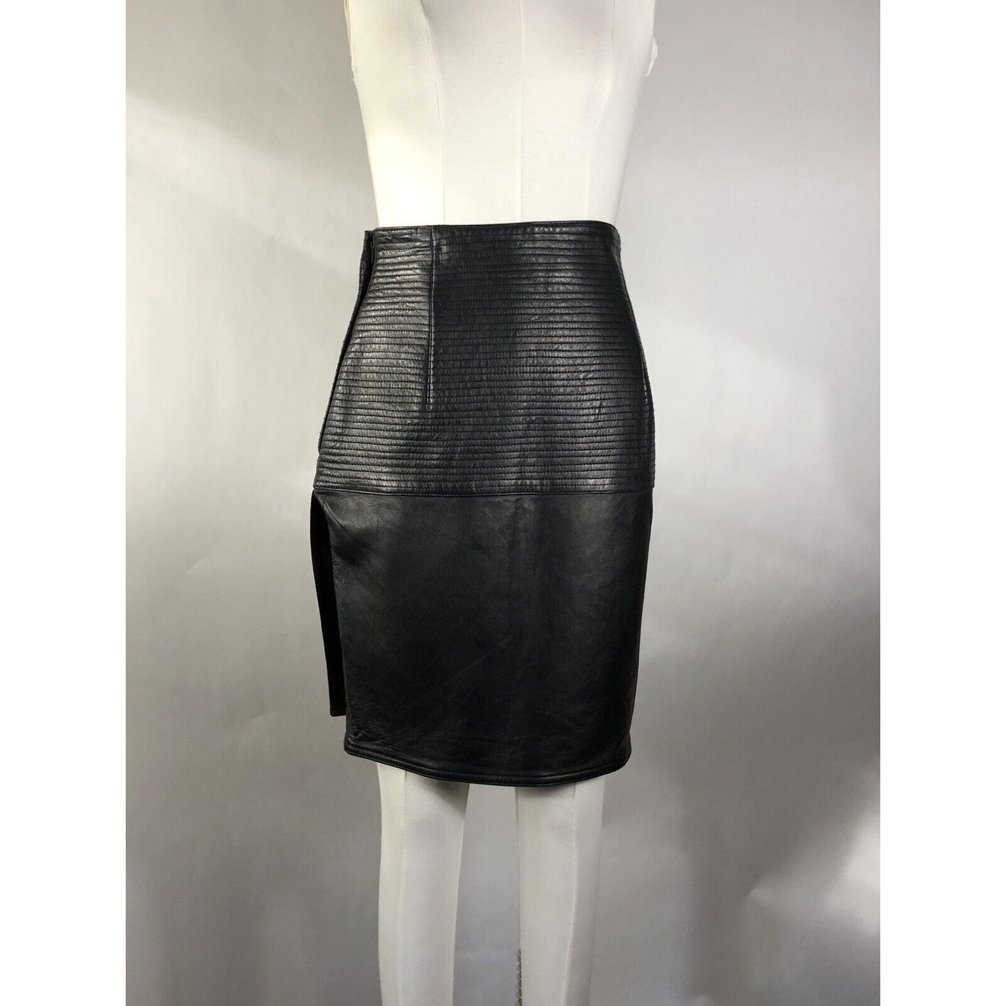 Rare Vtg Gianni Versace Black Leather Skirt M 42