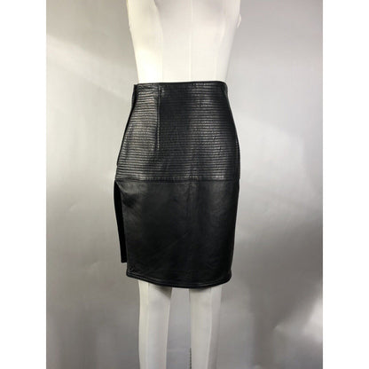 Rare Vtg Gianni Versace Black Leather Skirt M 42