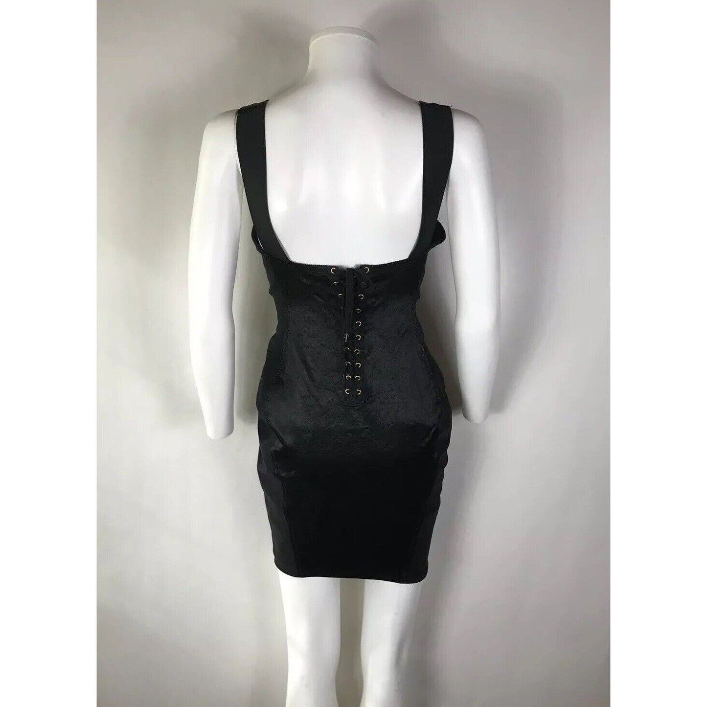 Rare Vtg Iconic Jean Paul Gaultier 90s Junior Satin Black Cone Bra Dress S