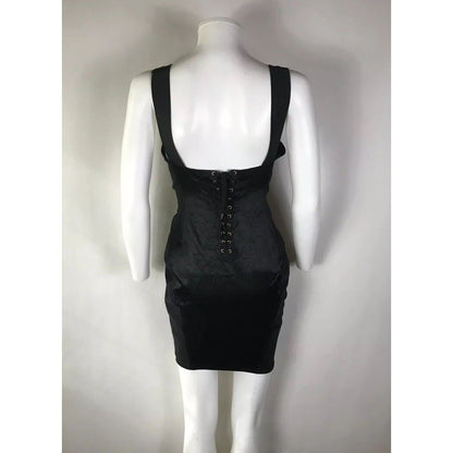 Rare Vtg Iconic Jean Paul Gaultier 90s Junior Satin Black Cone Bra Dress S