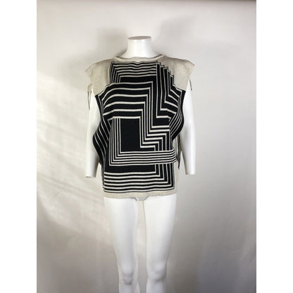 Rare Vtg Jean Paul Gaultier Black White Geometric Top S