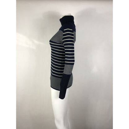 Rare Vtg Jean Paul Gaultier Navy Striped Tube Collar Knit Top S