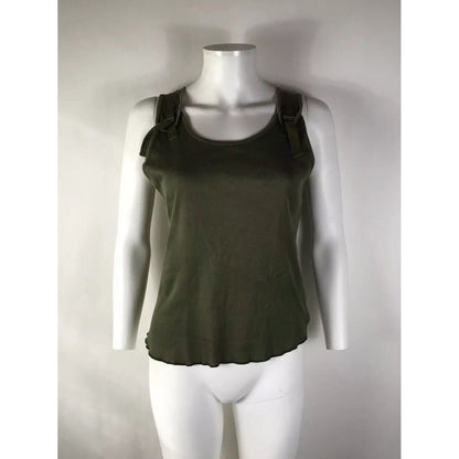 Rare Vtg Jean Paul Gaultier Green Belted Bondage Shoulder Tank Top M