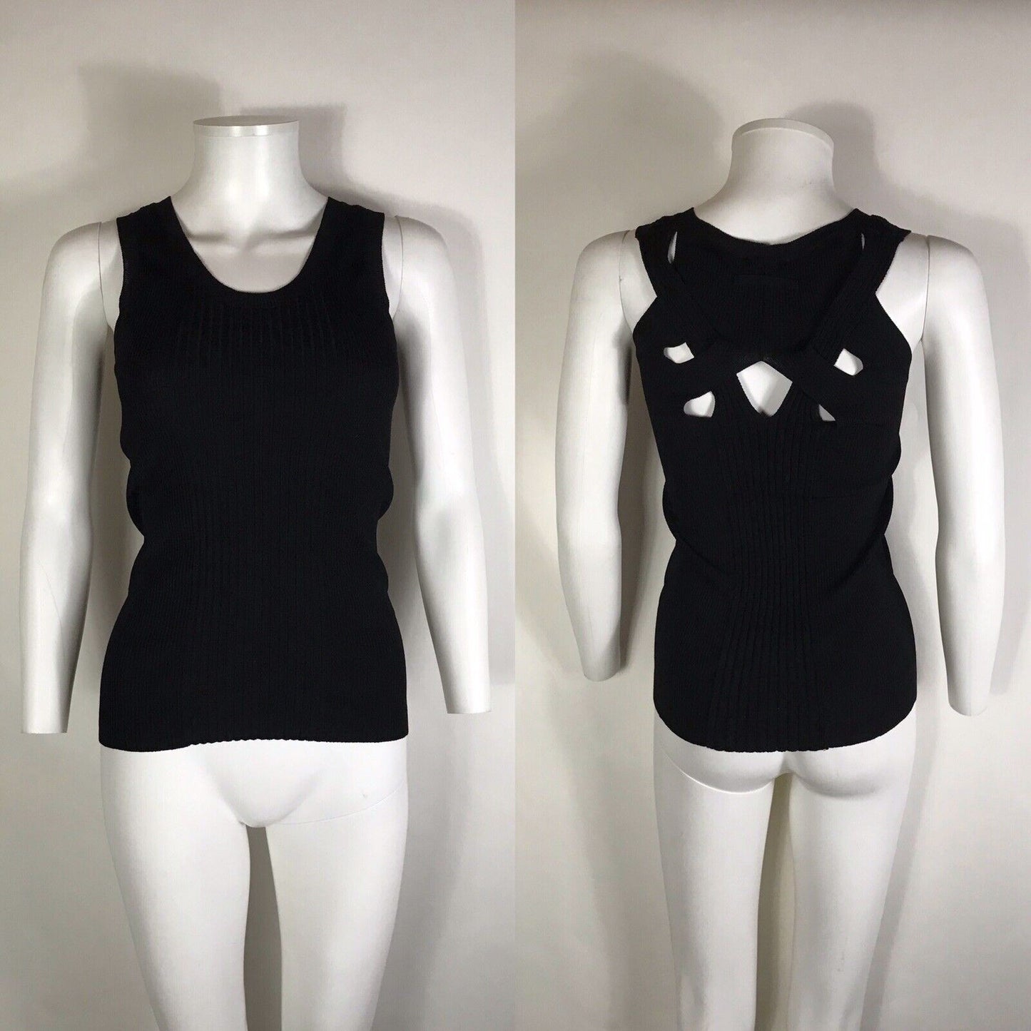 Rare Vtg Jean Paul Gaultier Black Cross Back Tank Top S