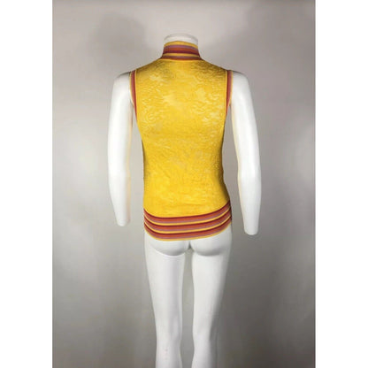 Rare Vtg Christian Dior Yellow Zip Top XS