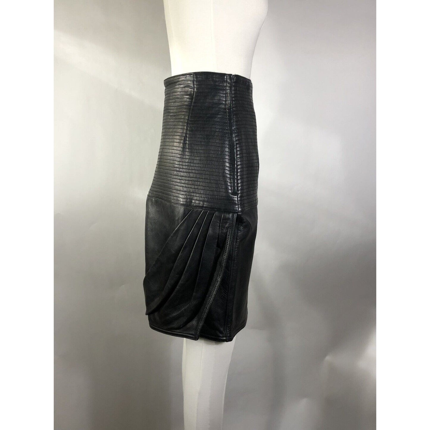 Rare Vtg Gianni Versace Black Leather Skirt M 42