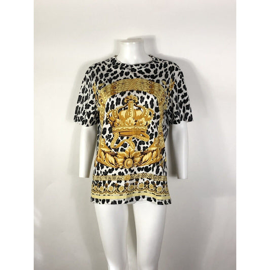 Rare Versace Yellow Gold Baroque Animalier Print T Shirt S