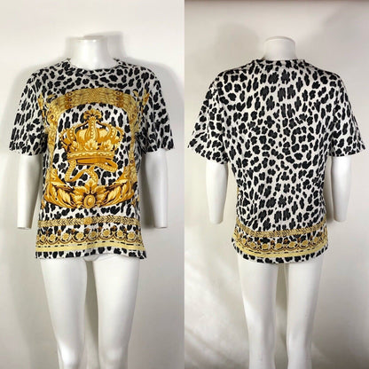 Rare Versace Yellow Gold Baroque Animalier Print T Shirt S