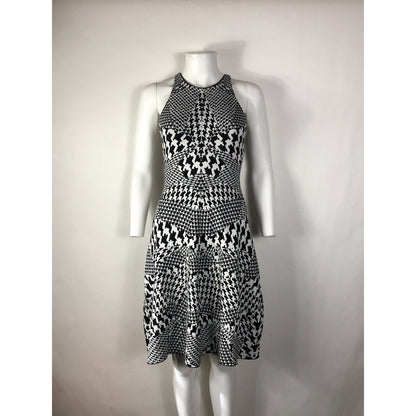 Rare Vtg Alexander McQueen McQ Black & White Houndstooth Dress XS