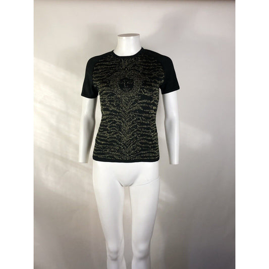 Rare Versace Jeans Black Medusa & Gold Top L