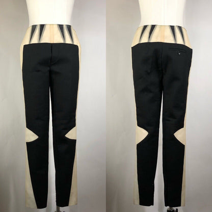 Rare Vtg Balenciaga AW2008 Black Wool & Plastic Pants S