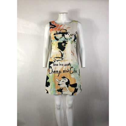 Rare Vtg Moschino Cheap & Chic Olive Oyl Print Velvet Dress S