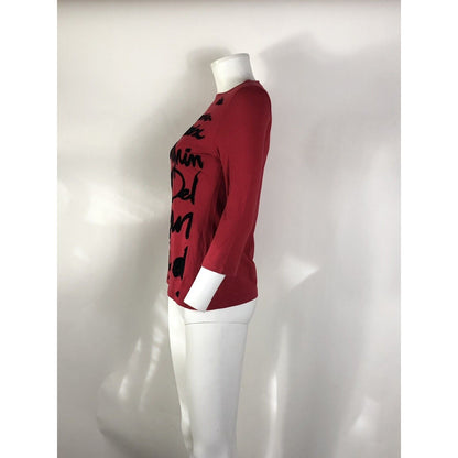 Rare Vtg Jean Paul Gaultier Red Black Velvet Script Top S