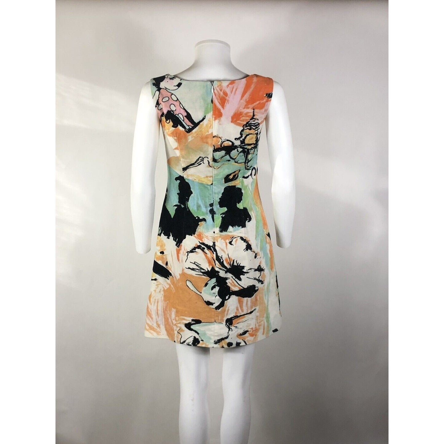 Rare Vtg Moschino Cheap & Chic Olive Oyl Print Velvet Dress S