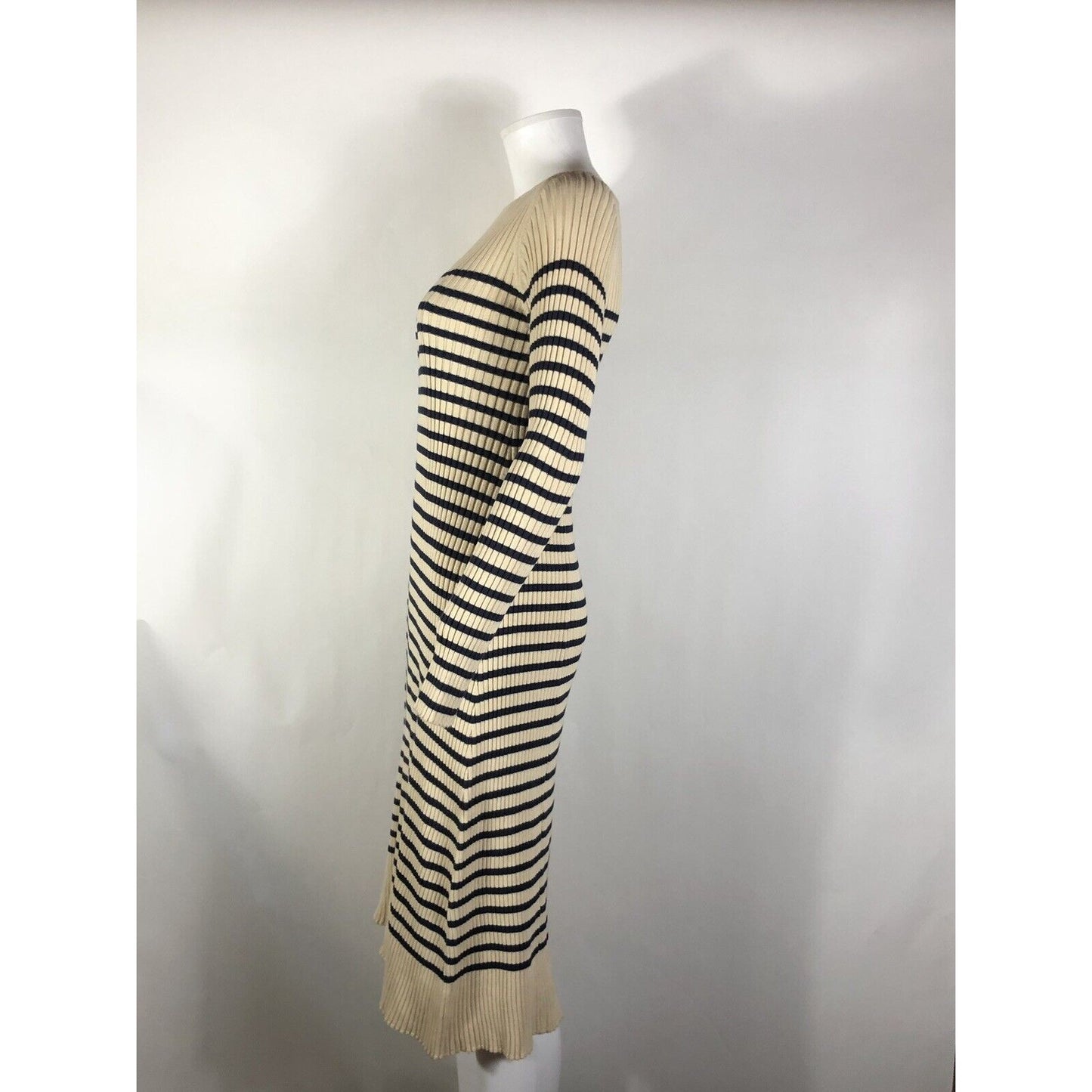 Rare Jean Paul Gaultier Striped Beige Navy Striped Knit Dress S