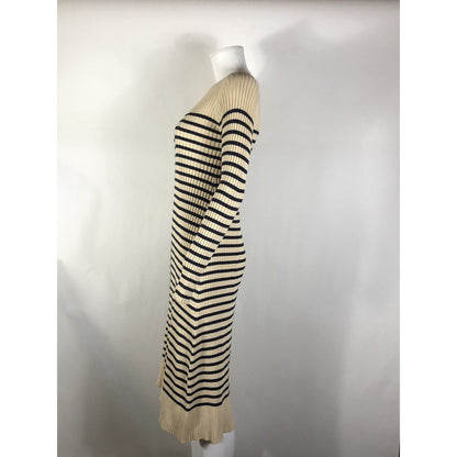 Rare Jean Paul Gaultier Striped Beige Navy Striped Knit Dress S