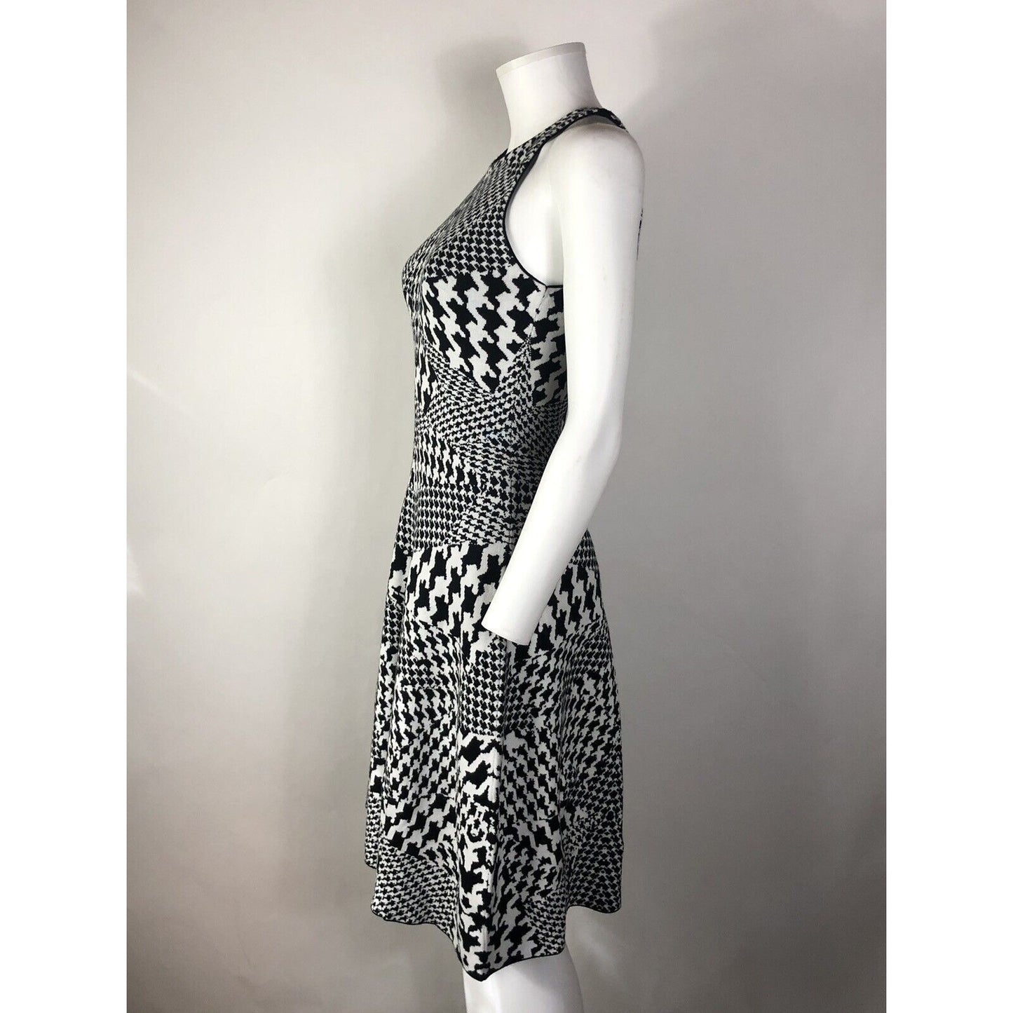 Rare Vtg Alexander McQueen McQ Black & White Houndstooth Dress XS