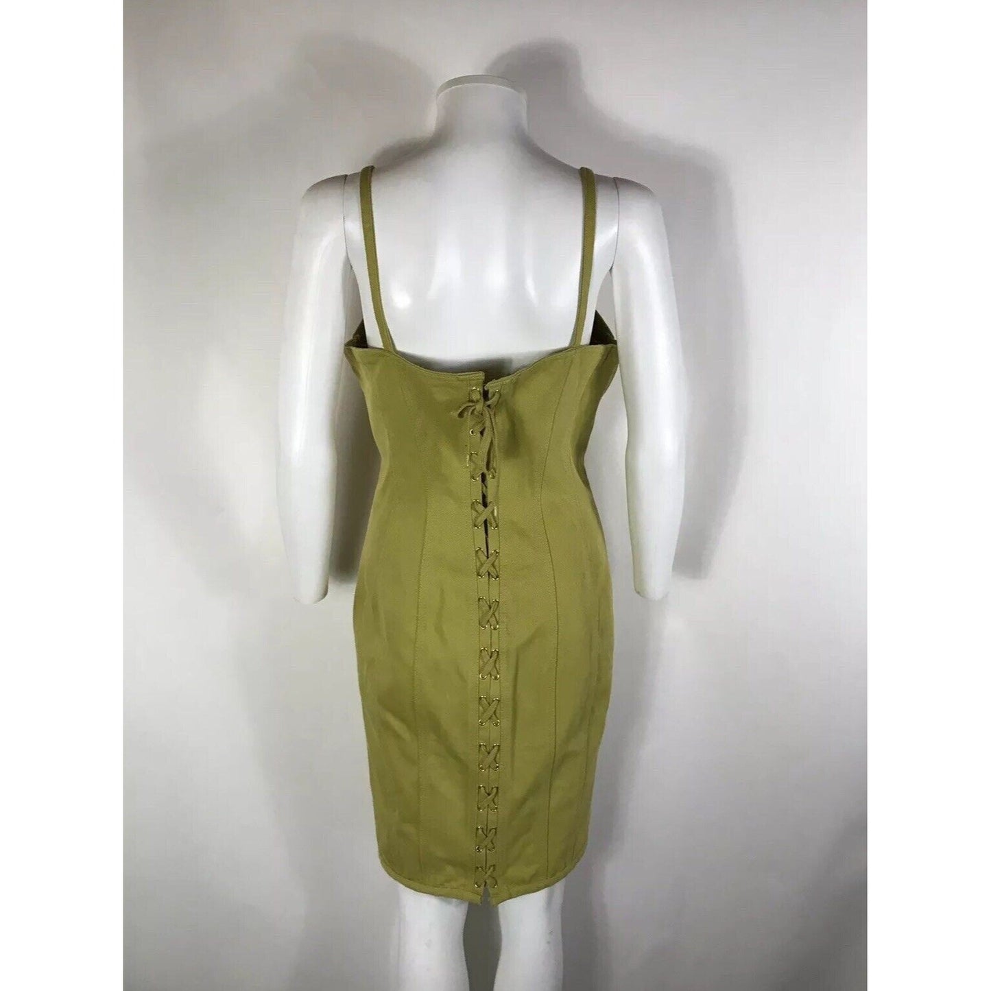 Rare Vtg Jean Paul Gaultier Yellow Green Denim Corset Dress M