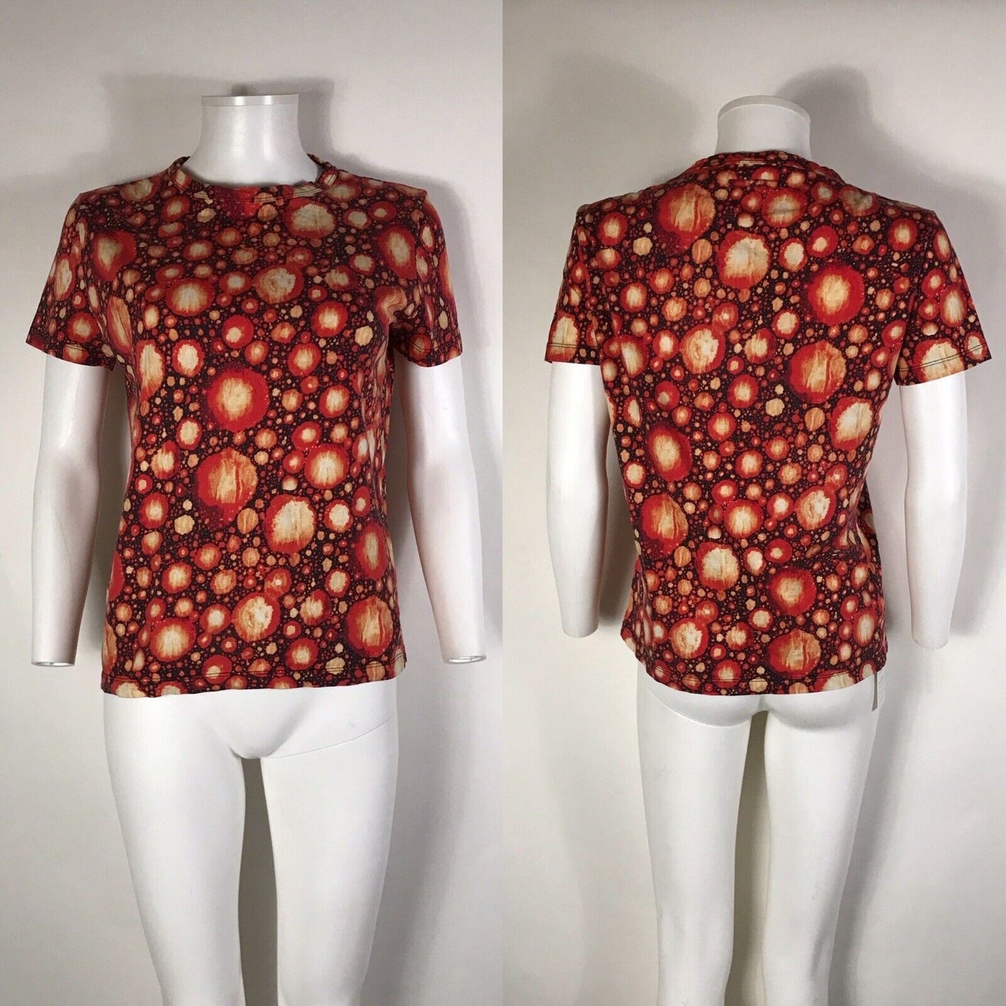 Rare Vtg Jean Paul Gaultier Homme Orange Red Spot Tee M