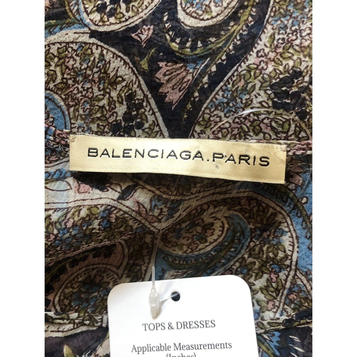 Rare Vtg Balenciaga by Nicholas Ghesquiere Blue Sheer Silk Paisley Print Tank S