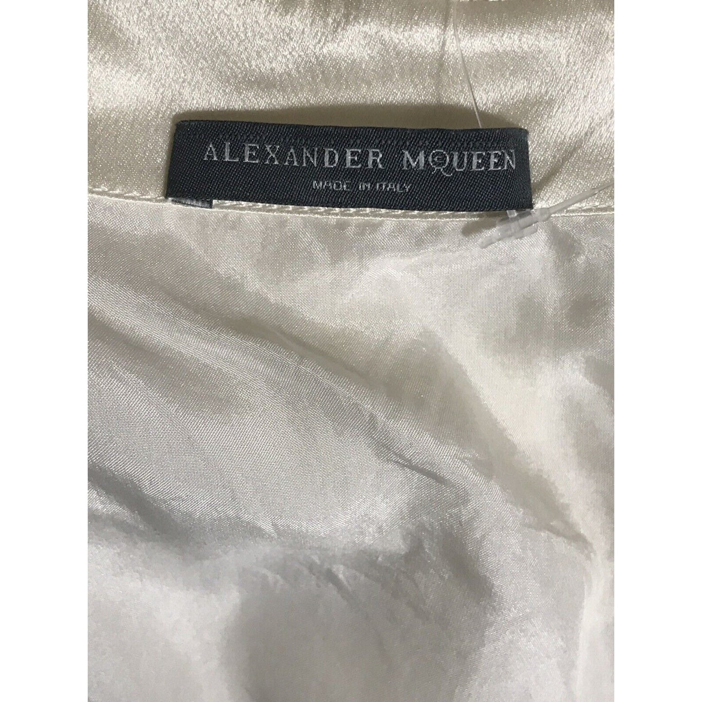 Rare Vtg Alexander McQueen Ivory Smoke Print Dress S 2009