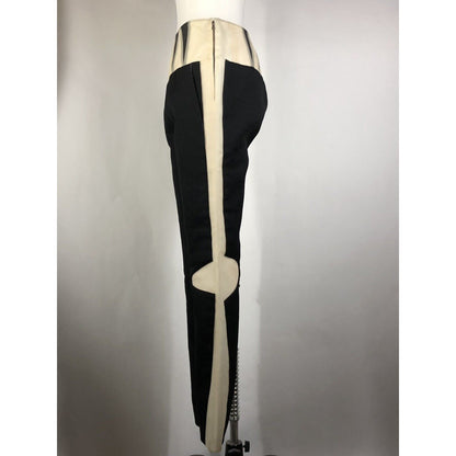 Rare Vtg Balenciaga AW2008 Black Wool & Plastic Pants S