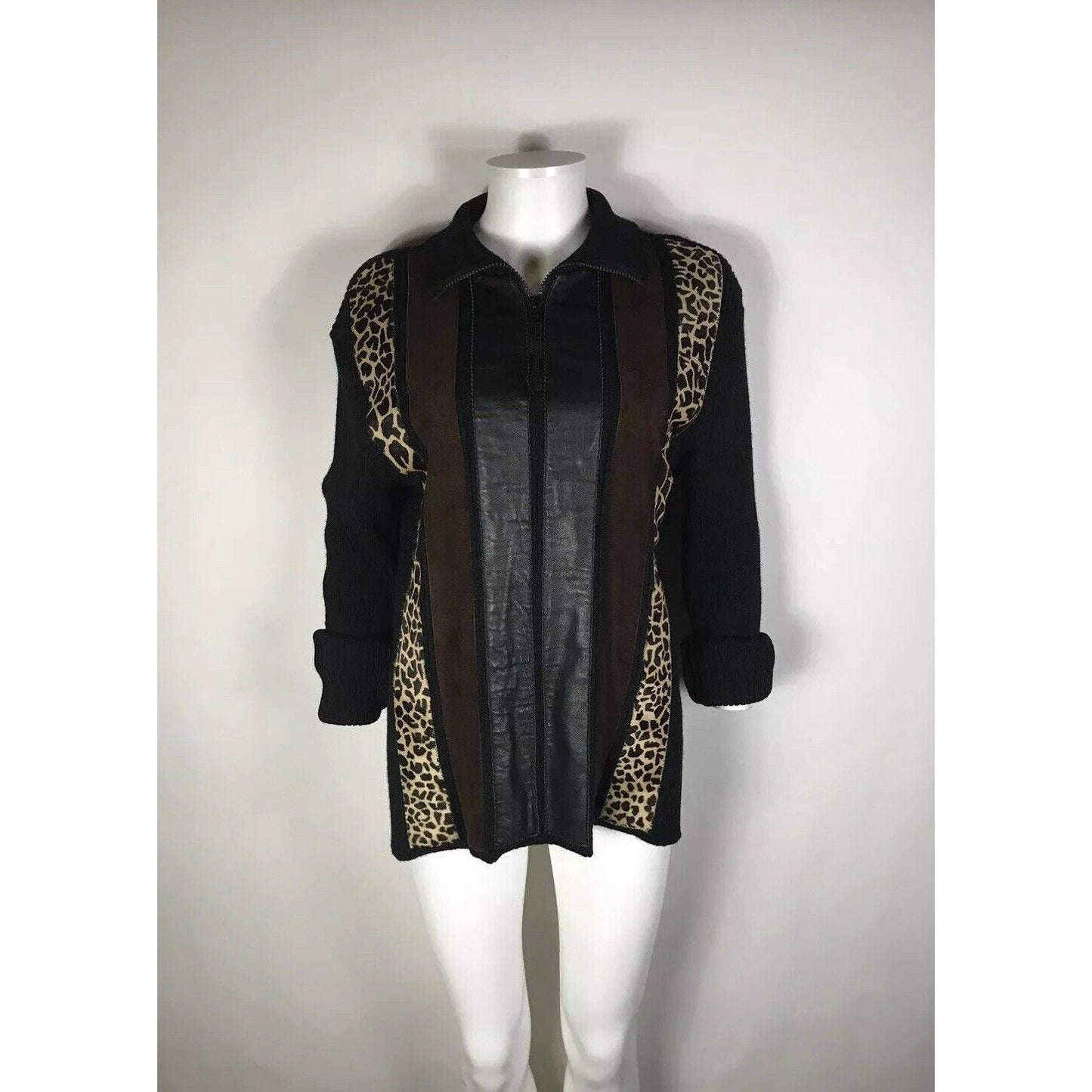 Rare Vtg Jean Paul Gaultier Animal Print Suede Sweater M