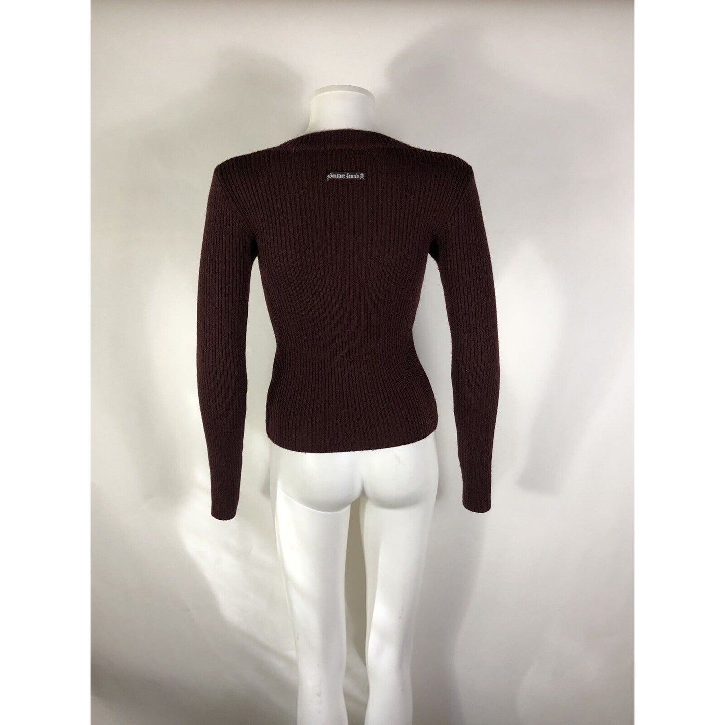 Rare Vtg Jean Paul Gaultier Jean’s Burgundy Zipper Pocket Knit Top S