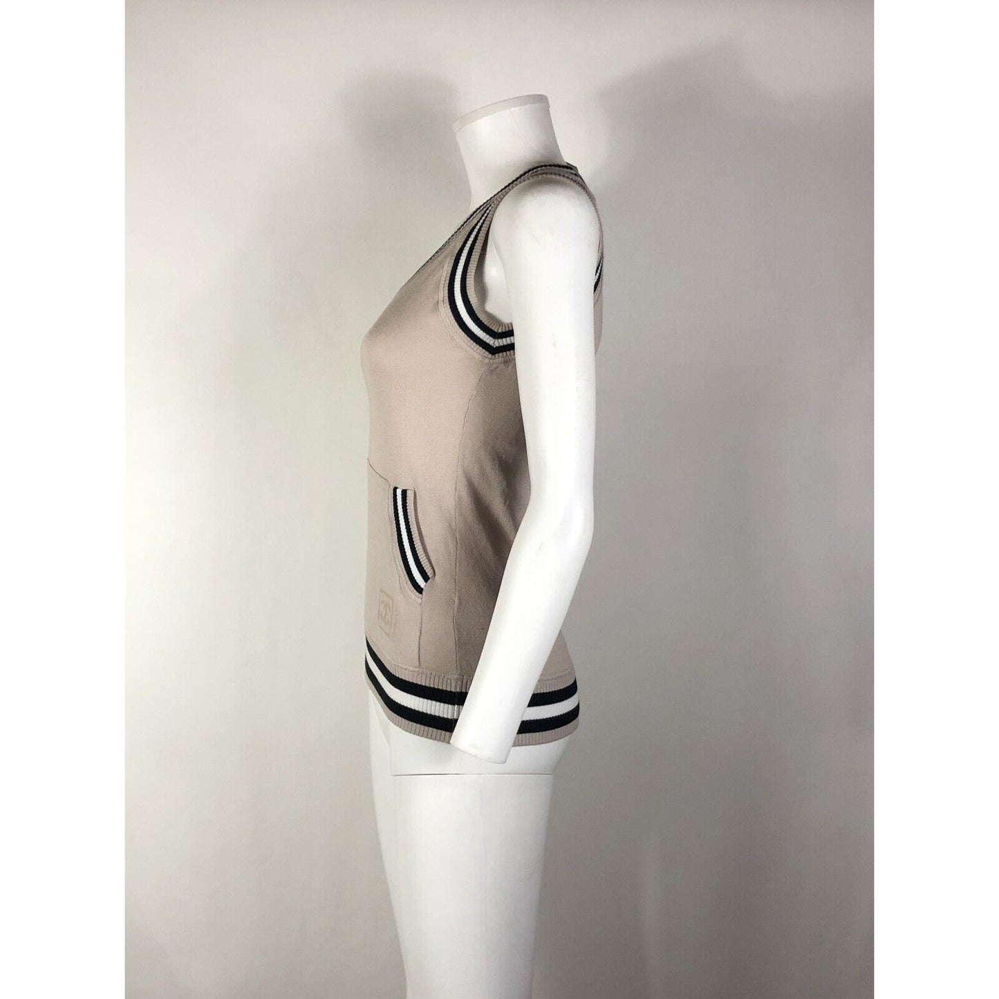 Rare Vtg Chanel Knit CC Logo Tank Top S