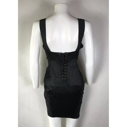 Rare Vtg Iconic Jean Paul Gaultier 90s Junior Satin Black Cone Bra Dress S