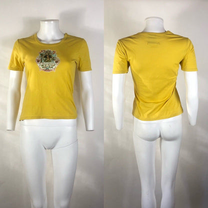 Rare Vtg Jean Paul Gaultier Classique Angel Print Yellow Top S