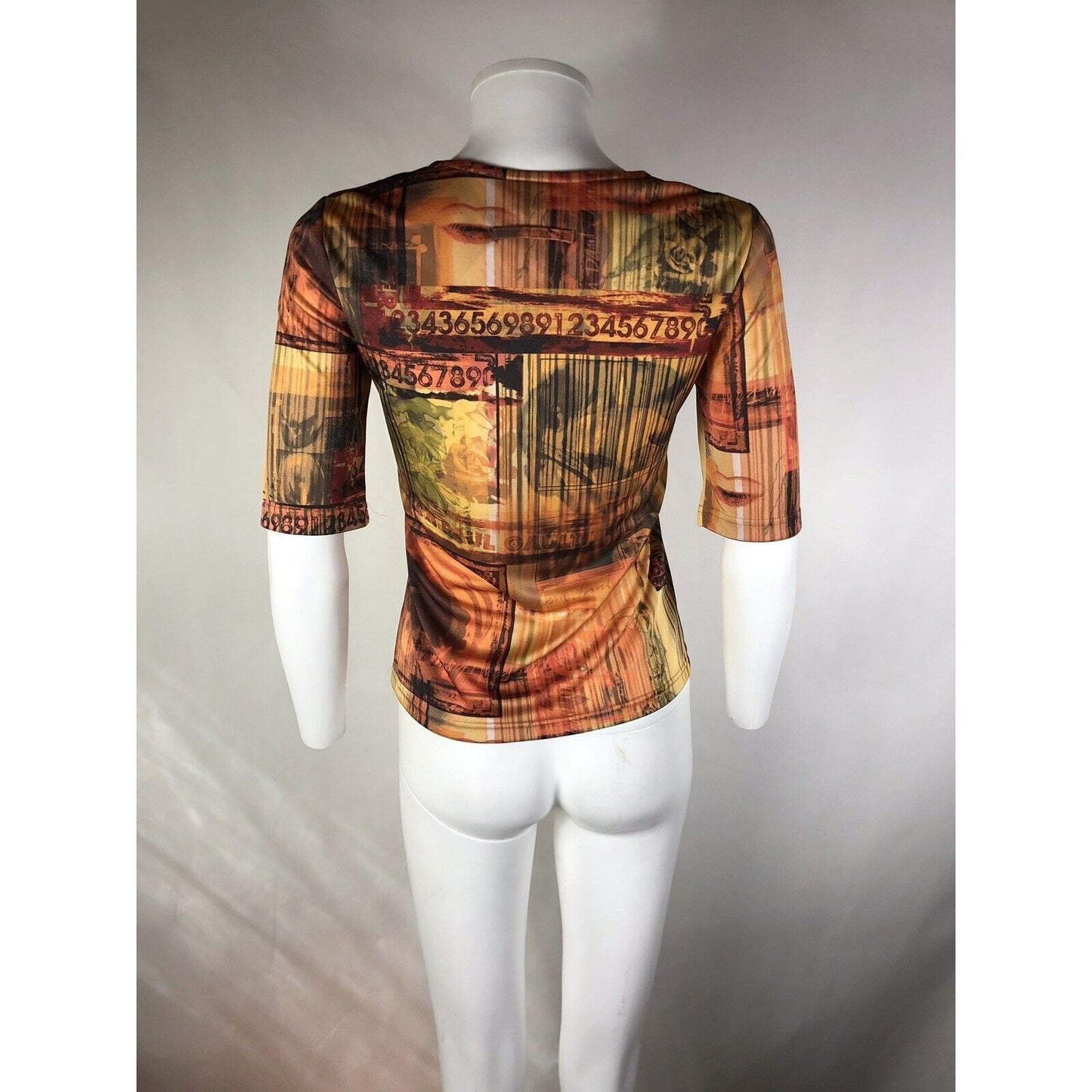 Rare Vtg Jean Paul Gaultier Barcode Print Top S