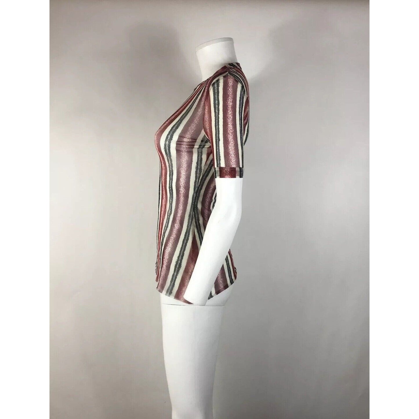 Rare Vtg Jean Paul Gaultier Red Striped Mesh Top S