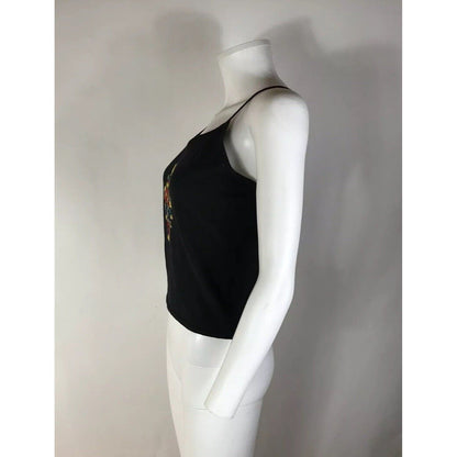 Rare Vtg Christian Dior by John Galliano Embroidered Black Top M
